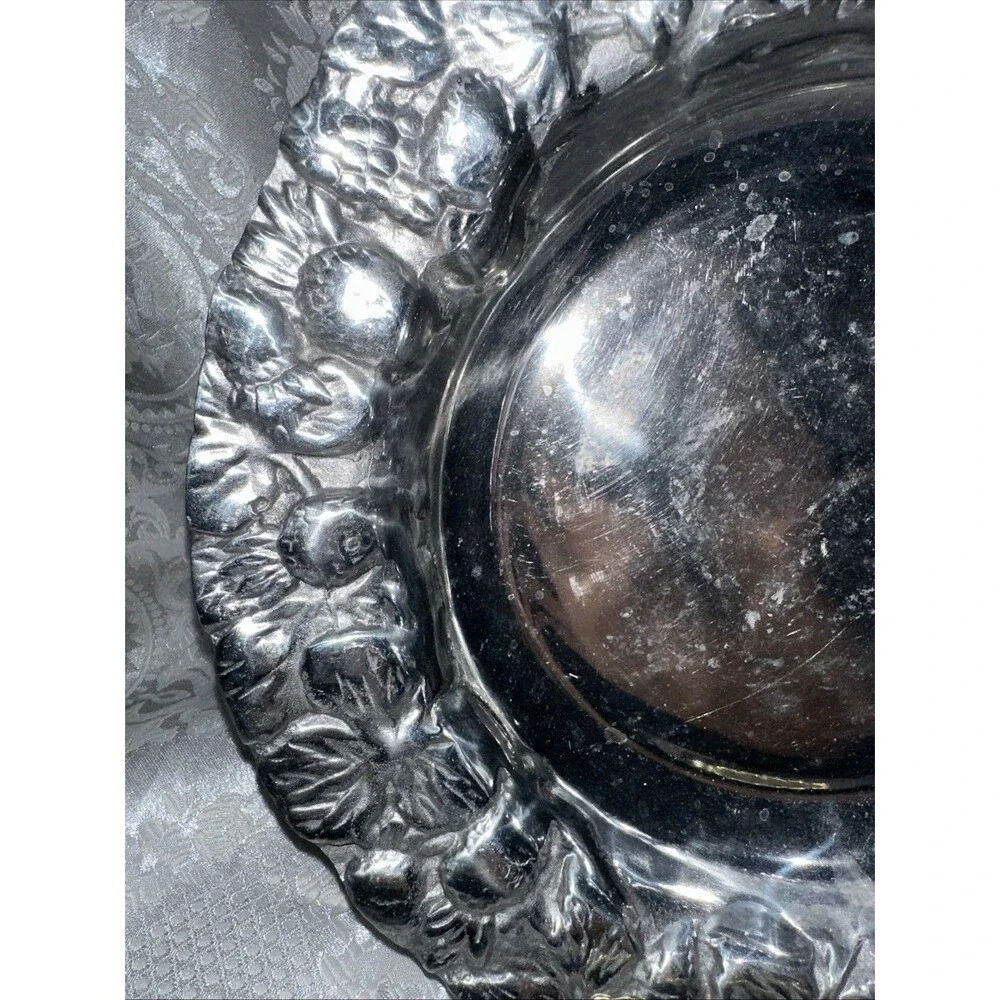 Pewter Embossed Grape /strawberry Serving Plate 11 1/2 “